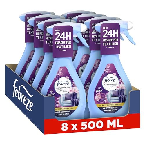 Febreze Textilerfrischerspray 8x500 ml Lenor Amethyst Blütentraum Mit FrischeLuft-Technologie Bekämpft Selbst In Textilien Festsitzende Gerüche Und Hinterlässt Einen Frischeduft