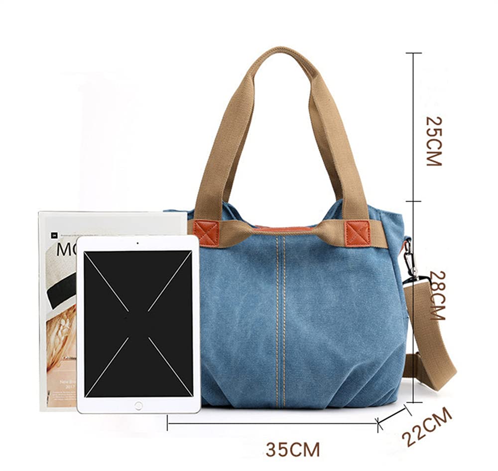 Borsa da donna in stile retrò con manico robusto e tracolla installabile, Verde militare, Medium