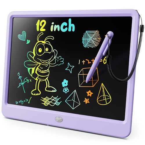 Image of KOKODI LCD Writing Tablet, 12 Inch Colorful Toddler Doodle Board Drawing Tablet, Erasable Reusable Electronic Drawing Pads, Educational and Learning Toy for 3-6 Years Old Boy and Girls(Purple)