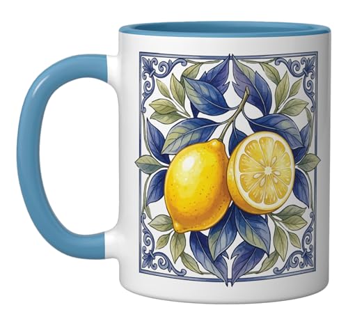 Taza de cerámica mediterránea mosaico Lemon azul/blanco miniatura 1
