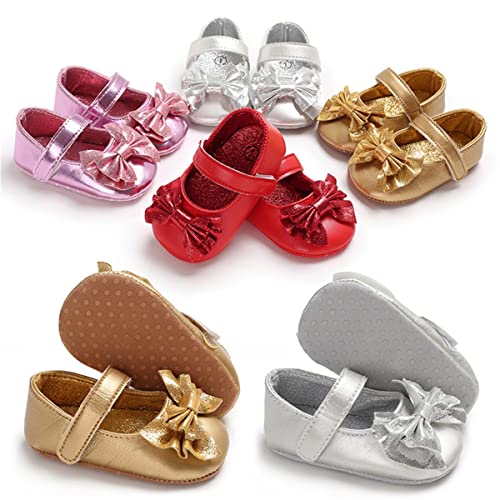 Timatego Baby Girl Mary Jane Flats Shoes Non Slip Soft Sole Infant Toddler First Walker Wedding Princess Dress Crib Shoes(0-6 Months Infant 25 Silver) #TOP5