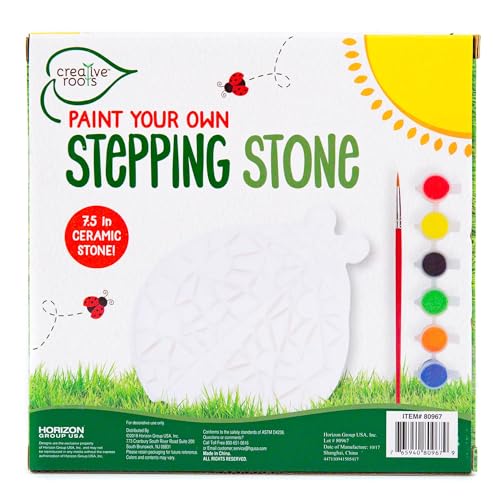 Image of Creative Roots Mosaic Ladybug Stone, Includes 7-Inch Ceramic Stepping Stone & 6 Vibrant Paints, DIY Garden Stepping Stone Kit for Kids Ages 6+