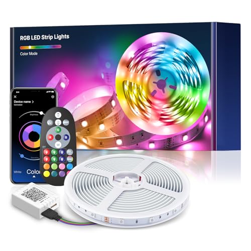 Mexllex LED Strip Lights 10M (1X10M) APP Control Colour Changing LED Lights with Remote, Music Sync Built-in Mic, SMD RGB Light Strips RGB LED Strip, Led Lights for Bedroom Home Decoration