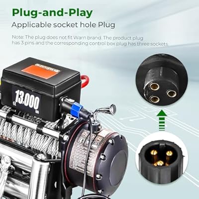 Winch Controller,3 Pin Male Plug Electric Winch Remote Control Controller with 9.2ft Cable for Car Off Road Vehicle