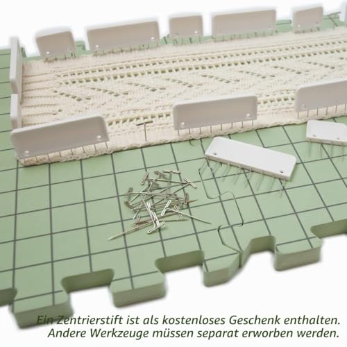 Blocking Mats Set – 9 extra dicke Matten mit Raster, 100 T-Stecknadeln und Aufbewahrungstasche (Grün) – Bild 6
