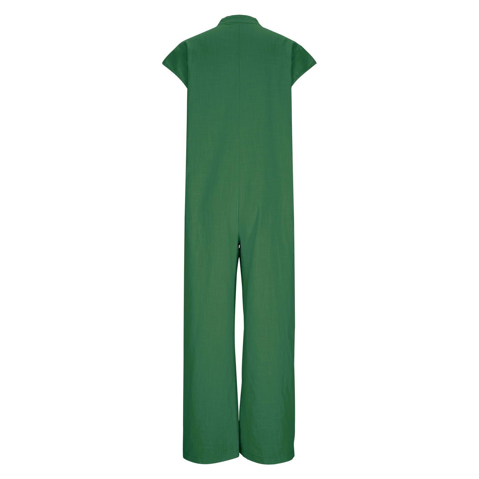 KQIVAM Combinaison Pantalon Fluide Femmes Sans Manches avec Bandage Taille Haute Combishort Femme Chic avec Poches Style Bohe Texture Douce Aérée et Respirante pour Maison et Détente Quotidienne