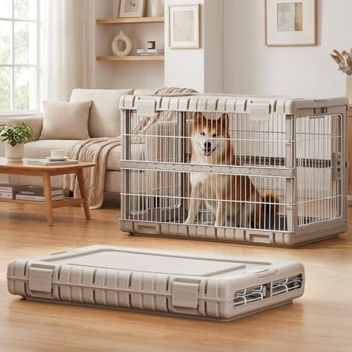 ZOMISIA Collapsible Dog Crate for Large Dogs - 36' L Heavy Duty Dog Kennel No Tools Required with 4...