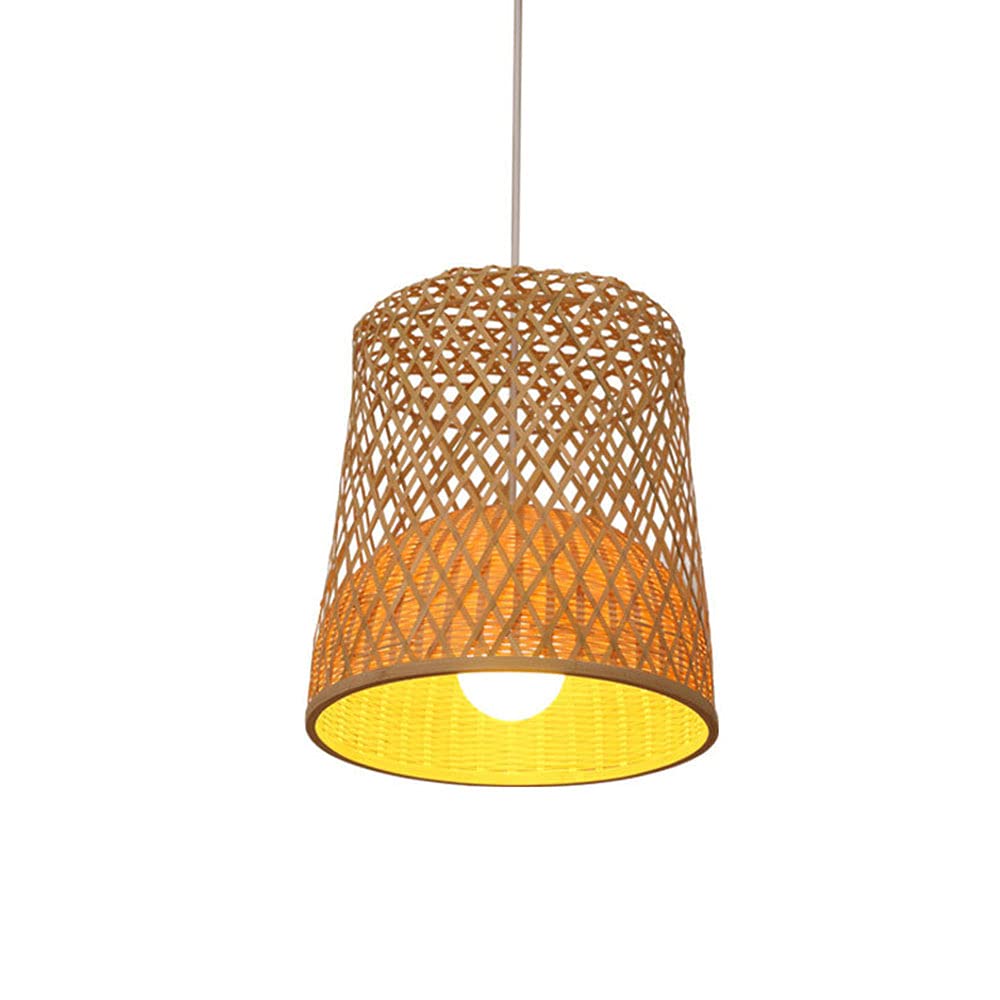 Lustre en bambou tressé main pour salle à manger et décoration chaleureuse