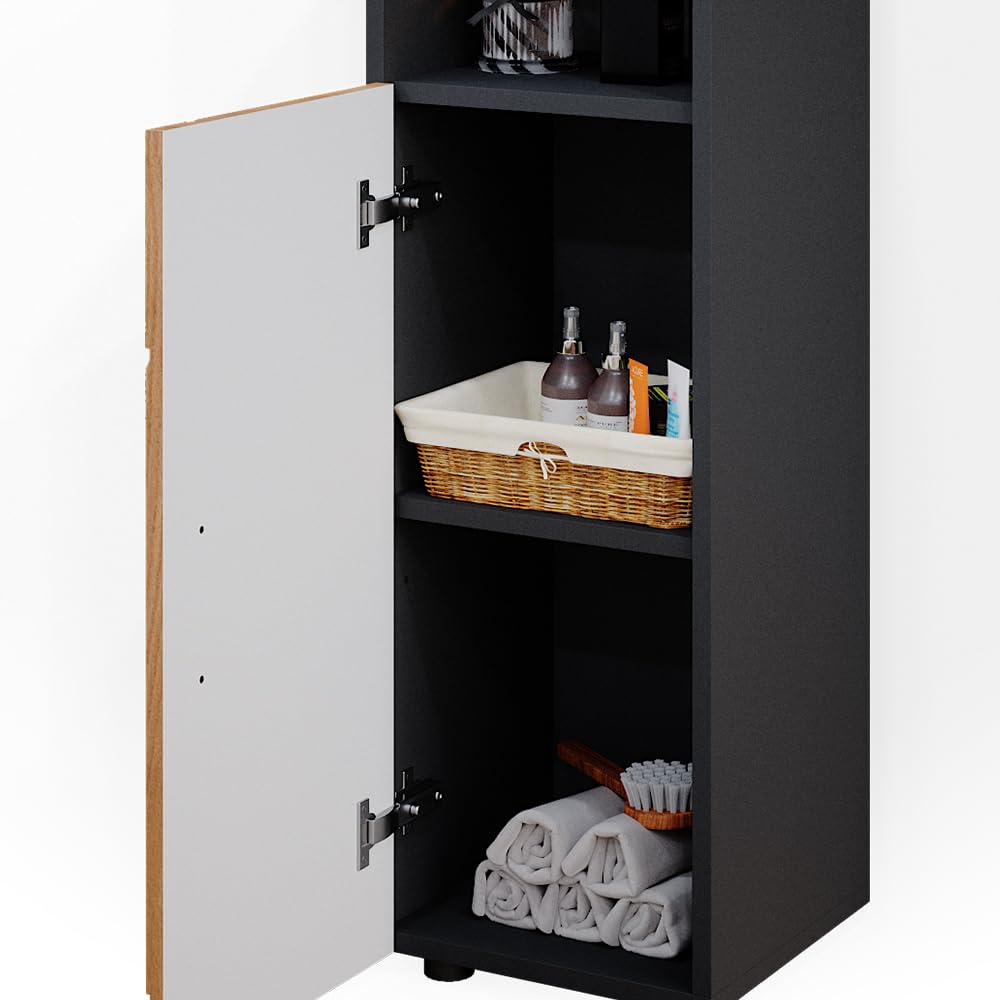Vicco Meuble Salle de Bain Irma, Chêne doré/Anthracite, 30x95cm