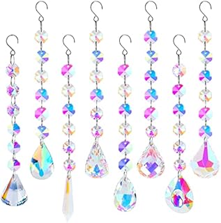 8 Pieces Crystal Suncatchers, Sun Catcher for Window Hanging Crystal Hanging Rainbow Pendant Glass Drop Prism Decor for Ornaments Home Garden Office Valentine's Decorations