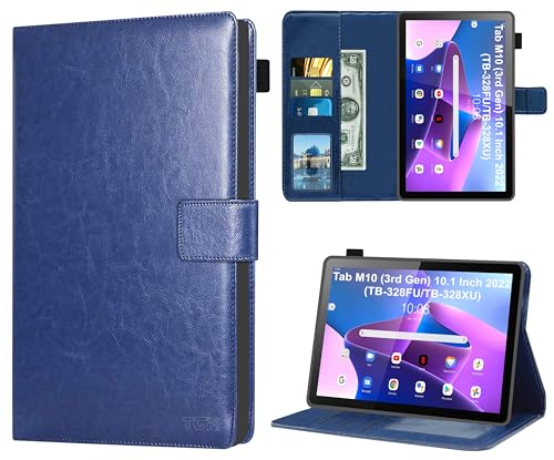 Image of TGK Multi Protective Wallet Leather Flip Case Cover for Lenovo Tab M10 FHD 3rd Gen 10.1 inch TB328FU TB328XU, Blue