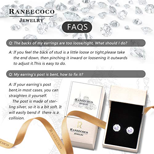 18K White Gold Plated Halo Cluster Purple Cubic Zirconia Stud Earrings For Women - Sterling Silver Cz Jewelry Set #TOP5