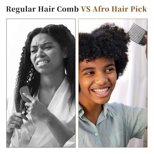 2 Piezas Peines Afro Dientes Anchos Plástico Negro miniatura 3
