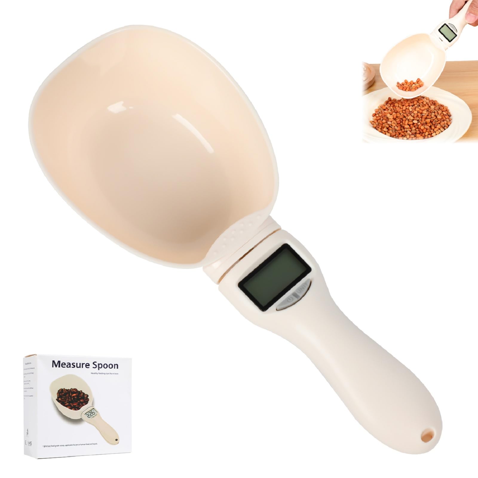 Cuchara medidora digital, 800 g/0,1 g, cuchara medidora eléctrica de alta precisión con pantalla LED, báscula digital multifuncional mejorada, mango extraíble para utensilios de cocina y comidas