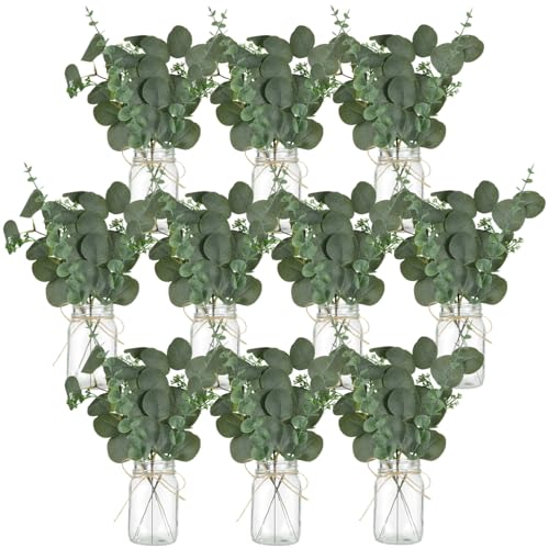 10 Set Mason Jar Centerpieces for Tables Centerpiece with Eucalyptus