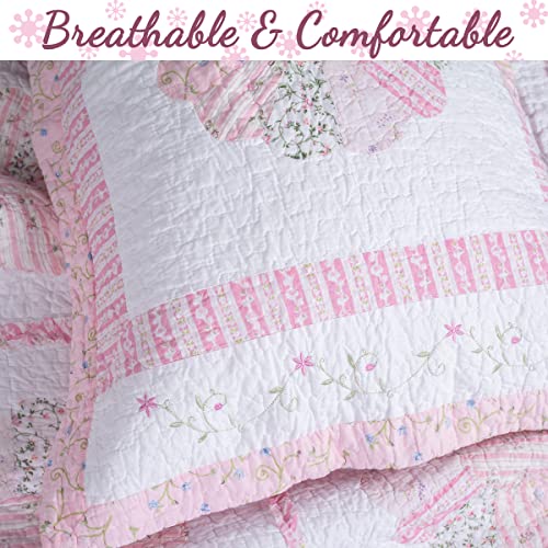 image for Cozy Line Home Fashions Love of Pink Daisy Field Flora Real Patchwork 