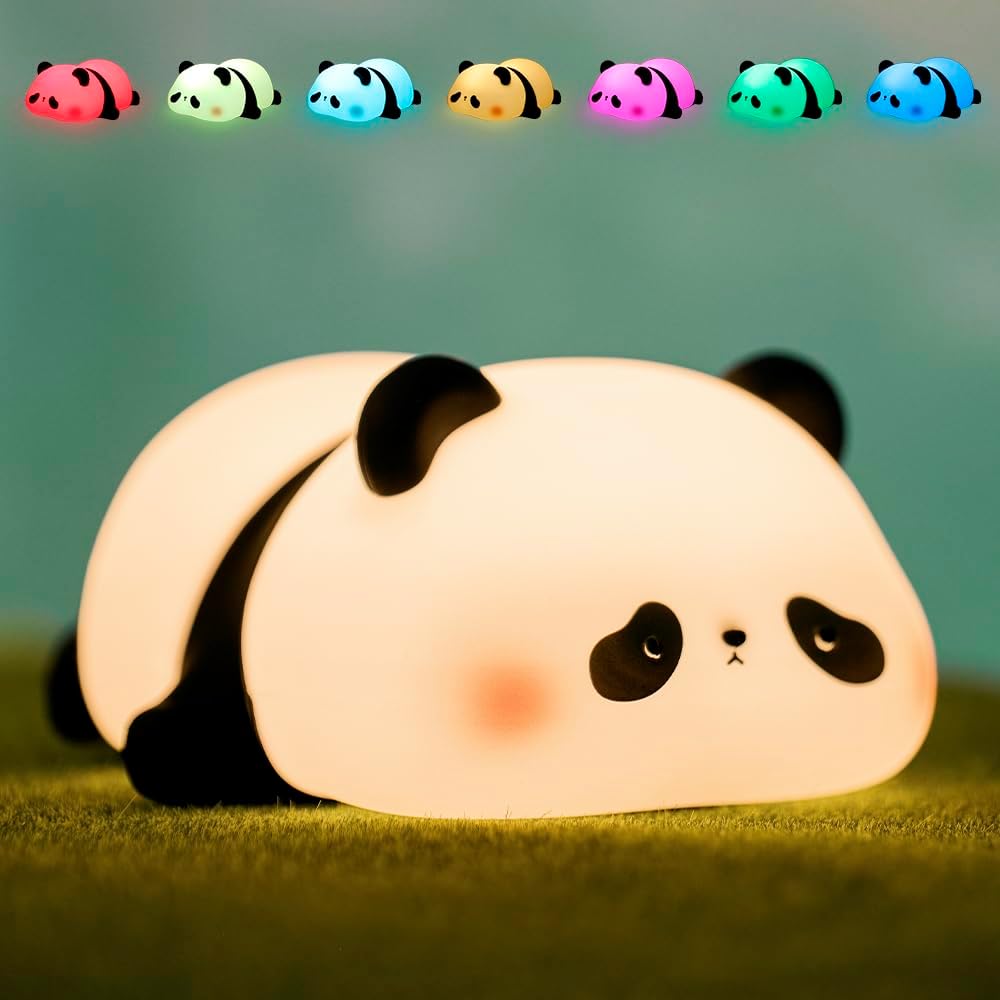 TOOGE Cute Panda Night Light for Kids LED Squishy Silicone Animal Night Lamp Color Changing Dimmable Rechargeable Nursery Nightlight for Baby Bedroom Decor Kawaii Cool Gifts for Kids