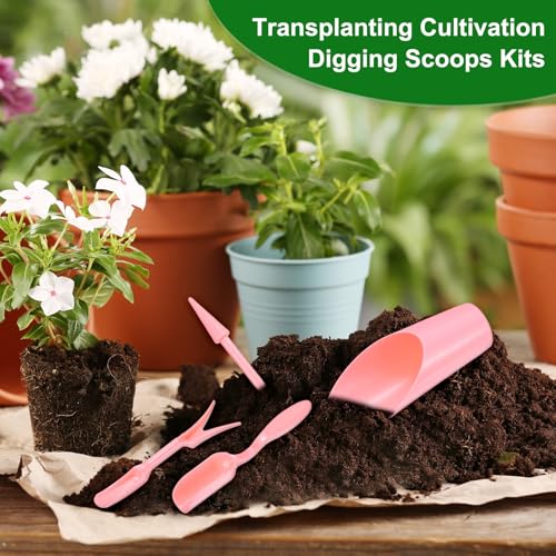 Set 4 piezas palas de mano para jardinería rosa miniatura 5