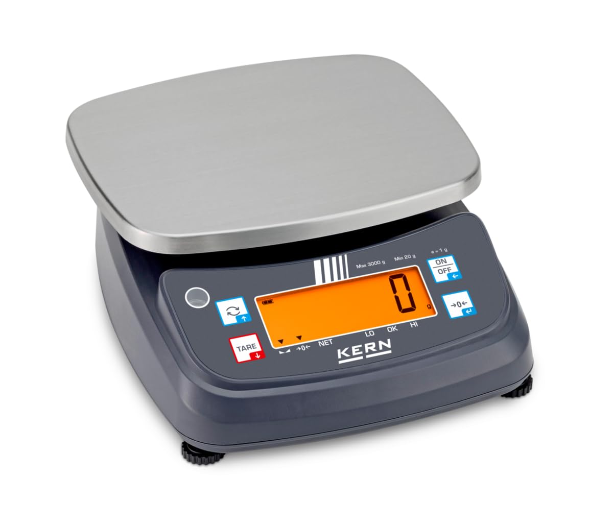 KERN FPB 3K-3M - IP-geschützte Tischwaage mit Checkweighing-Display, Ablesbarkeit [d]: 1 g, Wägebereich [Max]: 3 kg, UNGEEICHT
