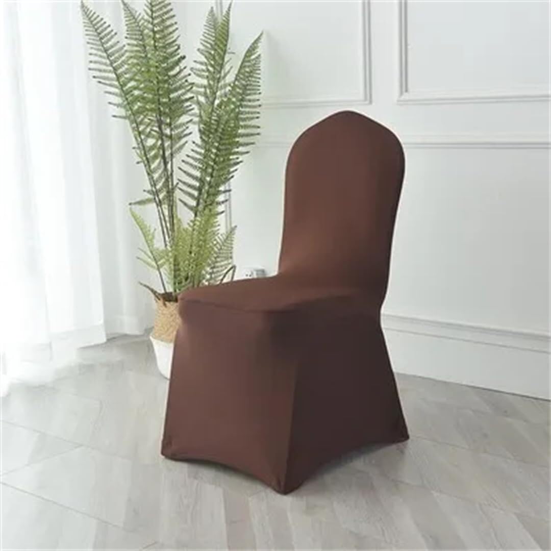 PBTMCD 10 Pack Stretch Chair Covers, Universal Spandex Slipcovers For Wedding Banquet Hotel Dining Party(Brown)
