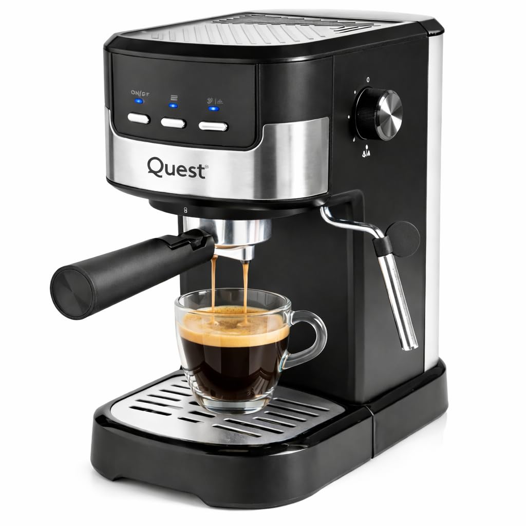 Quest Espresso Coffee Machine / 15 Bar Pressure/Filter & Measuring Cups Included