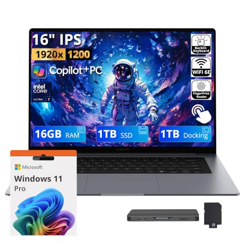 Samsung Galaxy Book6 Copilot+ PC �m�[�g�p�\�R�� 16�C���` FHD+ �^�b�`�X�N���[���AIntel Ultra 7 355�A16GB LPDDR5X�A2TB�X�g���[�W(1TB SSD+1TB�h�b�L���O�X�e�[�V����)�A�o�b�N