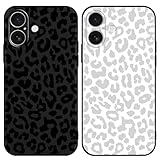 RUMDEY 2 Pack Cute Cheetah Print for iPhone 17 6.3 Inch Phone Case,Luxury Leopard Pattern Design Cases Soft Silicone Slim TPU Shockproof Protective Cover for Women Girls-Black & White