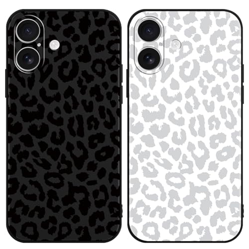 RUMDEY 2 Pack Cute Cheetah Print for iPhone 17 6.3 Inch Phone Case,Luxury Leopard Pattern Design Cases Soft Silicone Slim TPU Shockproof Protective Cover for Women Girls-Black & White by RUMDEY - Used condition - US$7.42
