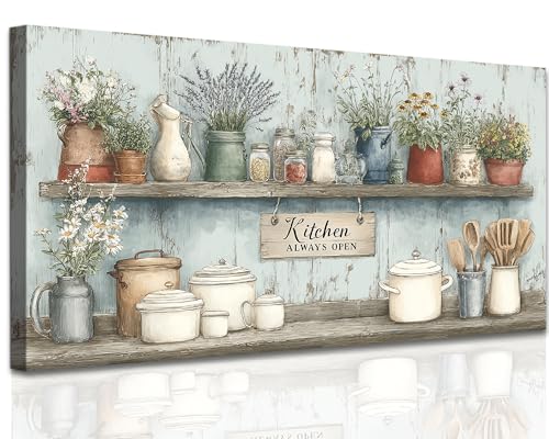 KVTM Rustic Kitchen Canvas Wall Art, Country Farmhouse Prints, Vintage