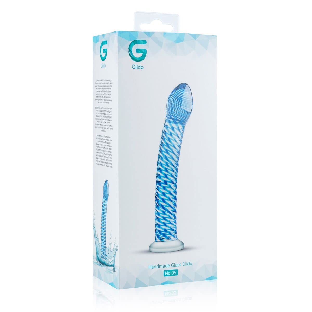 Gildo Número 5 - Consoladores de Crystal, Juguetes eroticos adecuado para el juego de temperatura - Longitud 9.00 cm, Diametro 2.50 - 4.30 cm, Azules