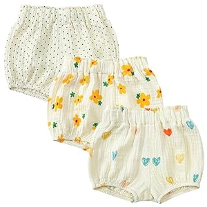 3PC Shorts Set Newborn Baby Girls Boys Pants Cotton Linen Blend Cute Floral Bloomers Triangle Shorts