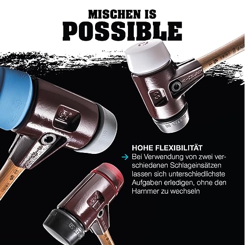SIMPLEX-Schonhammer, TPE-soft/TPE-mid; mit Tempergussgehäuse und hochwertigem Holzstiel | D=60 mm | 3013.060