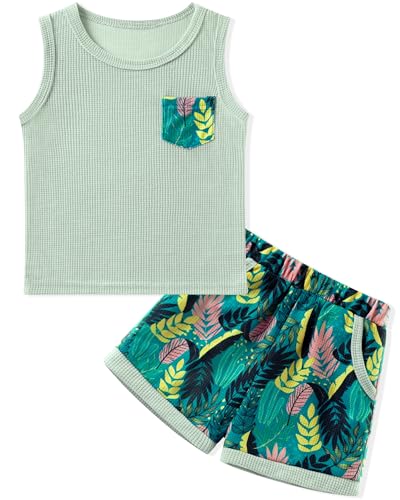 Débardeurs en tricot gaufré garçon ensemble 2 pièces anti-chaleur