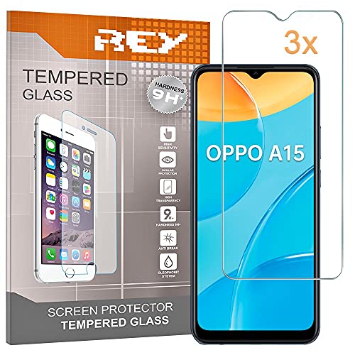 3X Protector de Pantalla para OPPO A15 - OPPO A15s - REALME C20, Cristal Vidrio Templado Premium