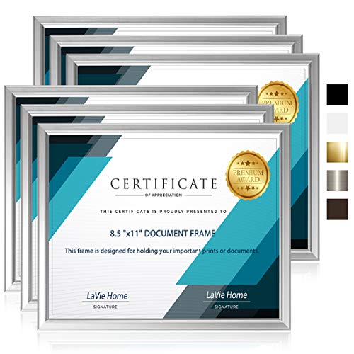 LaVie Home 8.5x11 Picture Frames (6 Pack, Silver) Simple Designed Photo Frame