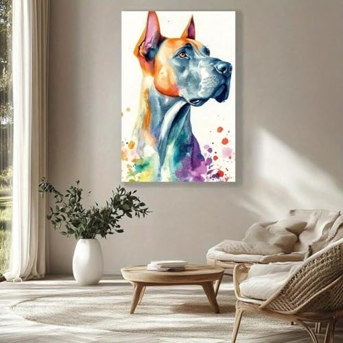 Toile dogue allemand galaxie pour égayer la décoration murale du salon