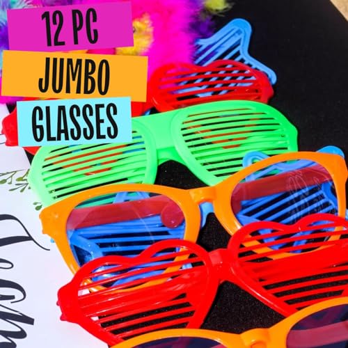 Liberty Imports 12 Pack Jumbo Sunglasses Novelty Plastic Photo Booth Glasses, Fun Disco Shutter Shades for Costumes Cosplay Props Party Supplies by Liberty Imports - Image 5