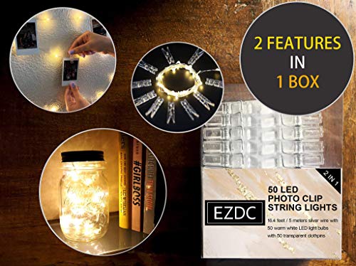 Ezdc 50 Led Photo Clip String , Fairy Lights With Clips For Pictures, Polaroid Lights For Bedroom & Dorm Room Decoration #TOP1