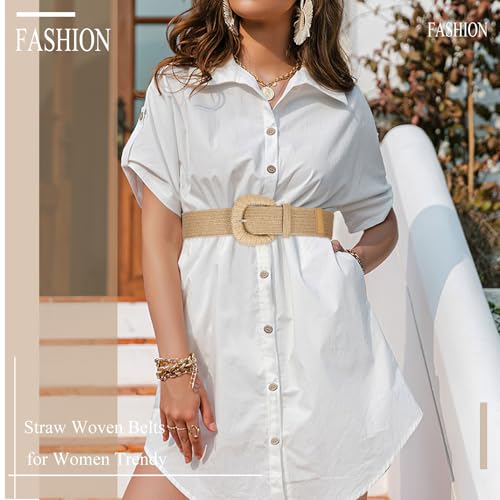 Straw Woven Elastic Belt for Women Stretchy Belts for Dress Fashion Boho Waist Belt Rattan Raffia Ladies Belts2