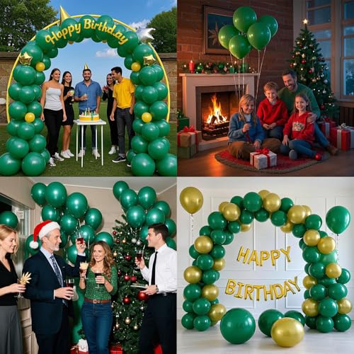 Image of Green Balloons Green Birthday Decorations 30 Pack 18 inch Round Party Balloons for Dark Green Themed Wedding Graduation Anniversary Christmas Birthday Party St Patricks Day Backdrop Decorations