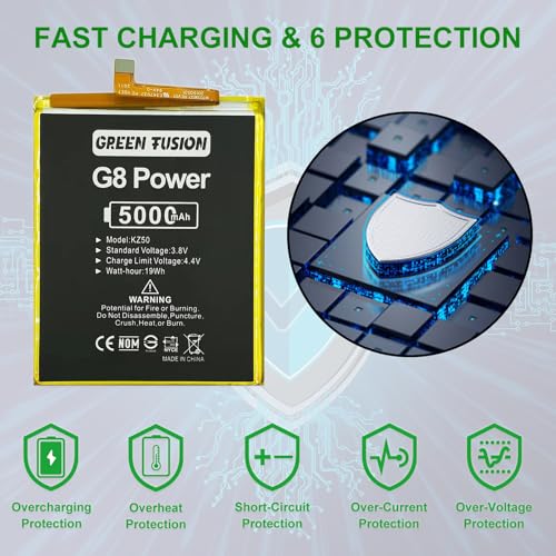 Image of GREEN FUSION New Upgraded KZ50 Battery Replacement, 5000mAh Li-ion Battery Compatible with Motorola G Power 2020 / G8 Power, Includes Instruction & Toolkit