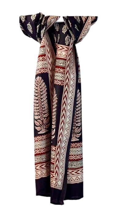 Natural Mulberry Silk Muffler | Traditional Unisex Stole | Lightweight Soft Wrap (Black with Red)-image-48
