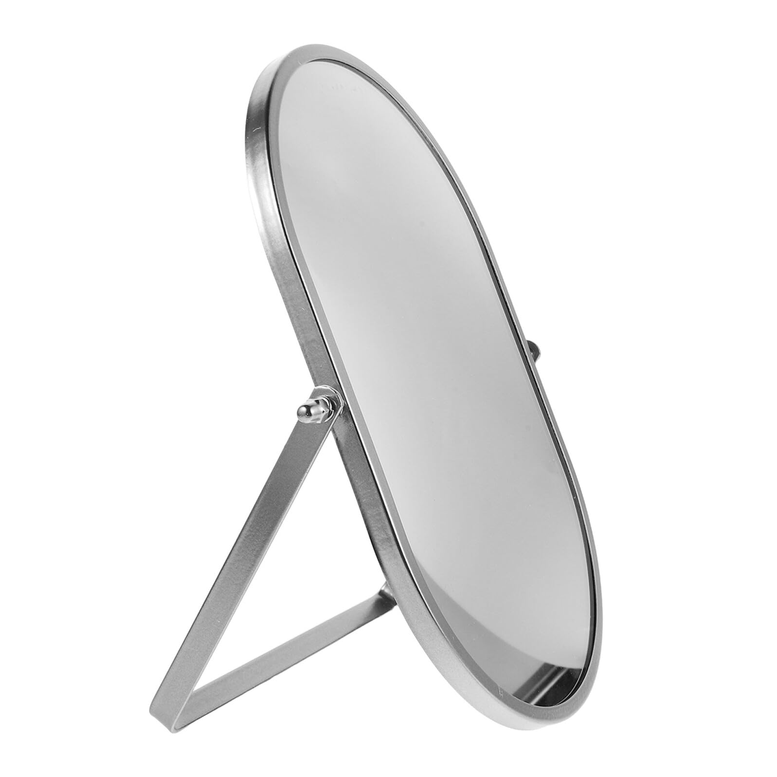 Espejo Plegable de Maquillaje de Sobremesa Espejo de Tocador Estable para Escritorio Portátil Diseño Compacto para Hogar Oficina Dormitorio y Viajes Color Plata Gran Ovalado