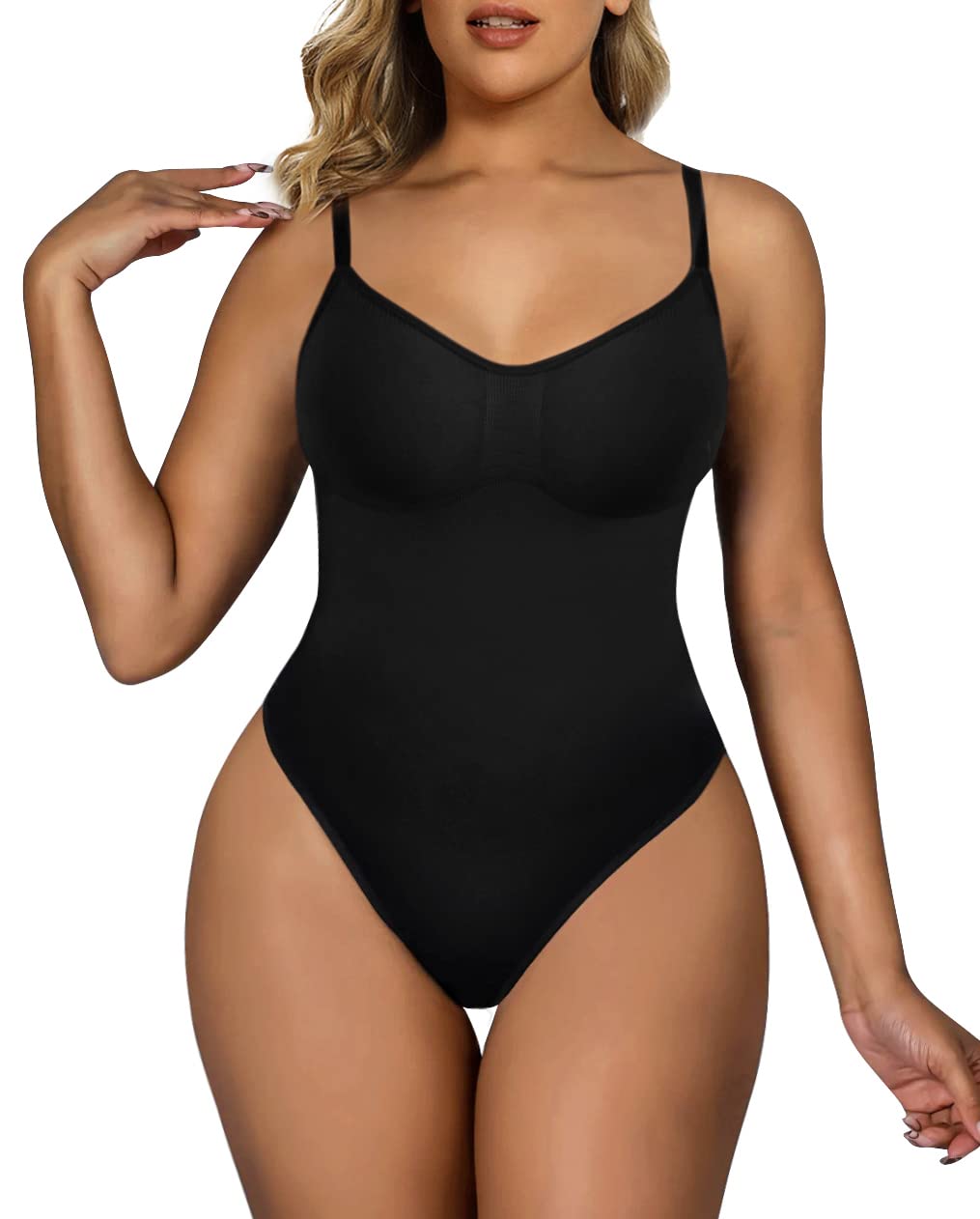 SHAPERX Bodysuit for Women Tummy Control Shapewear Seamless Sculpting Briefs Body Shaper Tank Top,SZ5213-Black-S/M