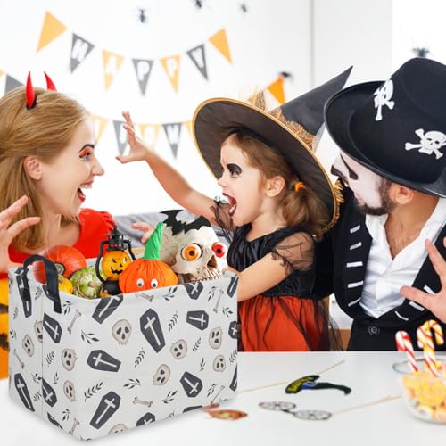 Image of Halloween goth thriller basket,Empty Halloween basket,Gothic home decor,Trick or Treat Basket for Boys and Girls,Waterproof collapsible storage box(Gothic)