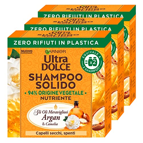 3x Garnier Ultra Dolce Shampoo Solido Nutriente Oli Meravigliosi...