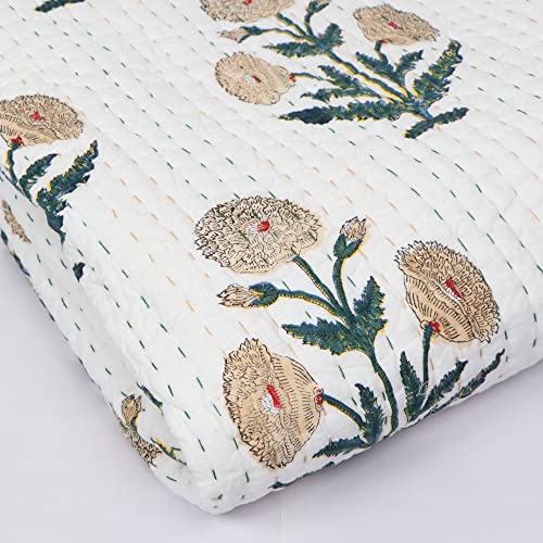 Kantha Quilts INDACORIFY : Couverture en Coton Floral