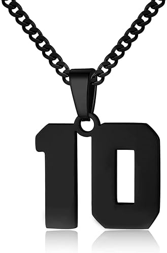 Collar con números para niños, cadena de números de plata de acero inoxidable, dije de acero inoxidable, joyería deportiva personalizada para