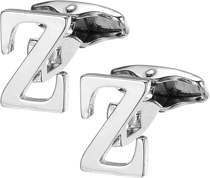 calixto Z Alphabet Silver Cufflinks for Men | Initial Letter “Z” Personalized Luxury Cuff Links | Premium Polished Metal Shirt, Coat & Blazer Cufflinks | Wedding, Office | Stylish Gift for Men | Set of 2-picture-34