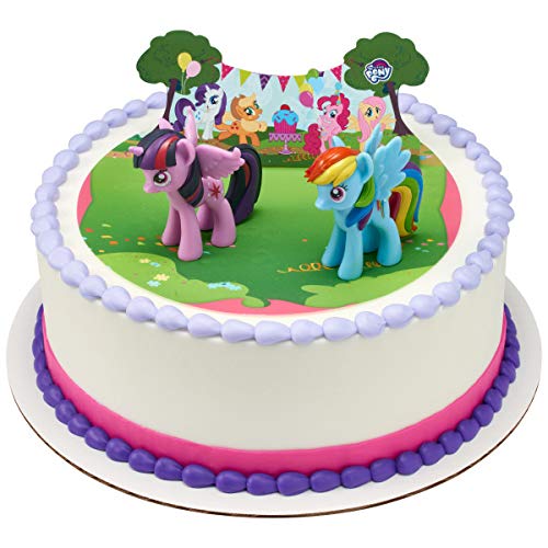 My Little Pony It's A Pony Party Officially Licensed Cake Topper With 24 My Little Pony Cupcake Topper Rings And 24 Assorted Spiral Candles #TOP4
